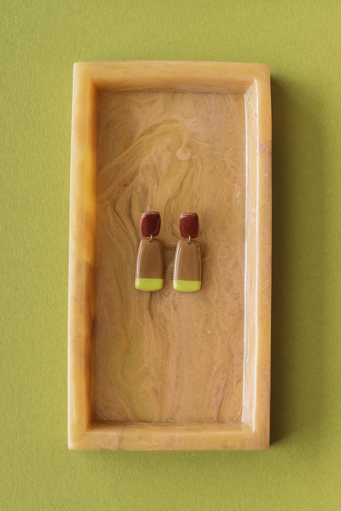 Earrings Juna - Burgundy / Cinnamon / Lime