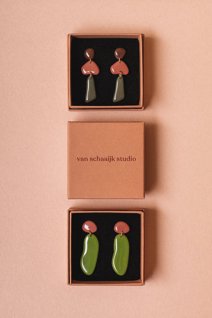 Earrings Nora - Rosewood / Olive