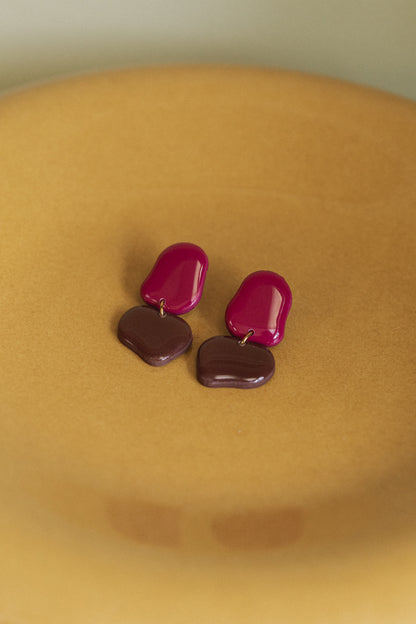 Earrings Lena - Berry / Brown