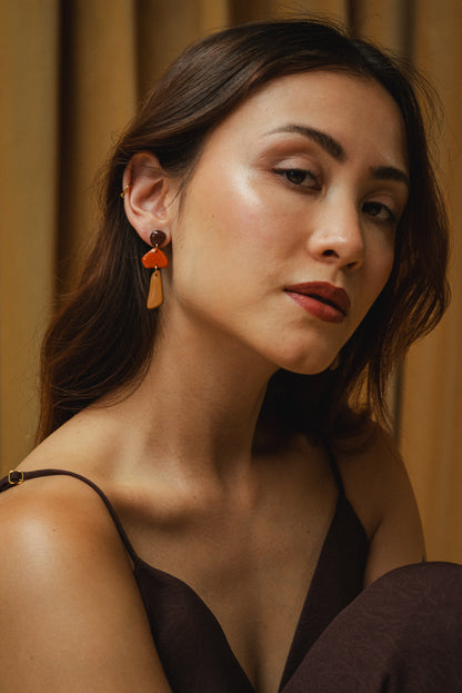 Earrings Luna - Brown / Tangerine / Mustard