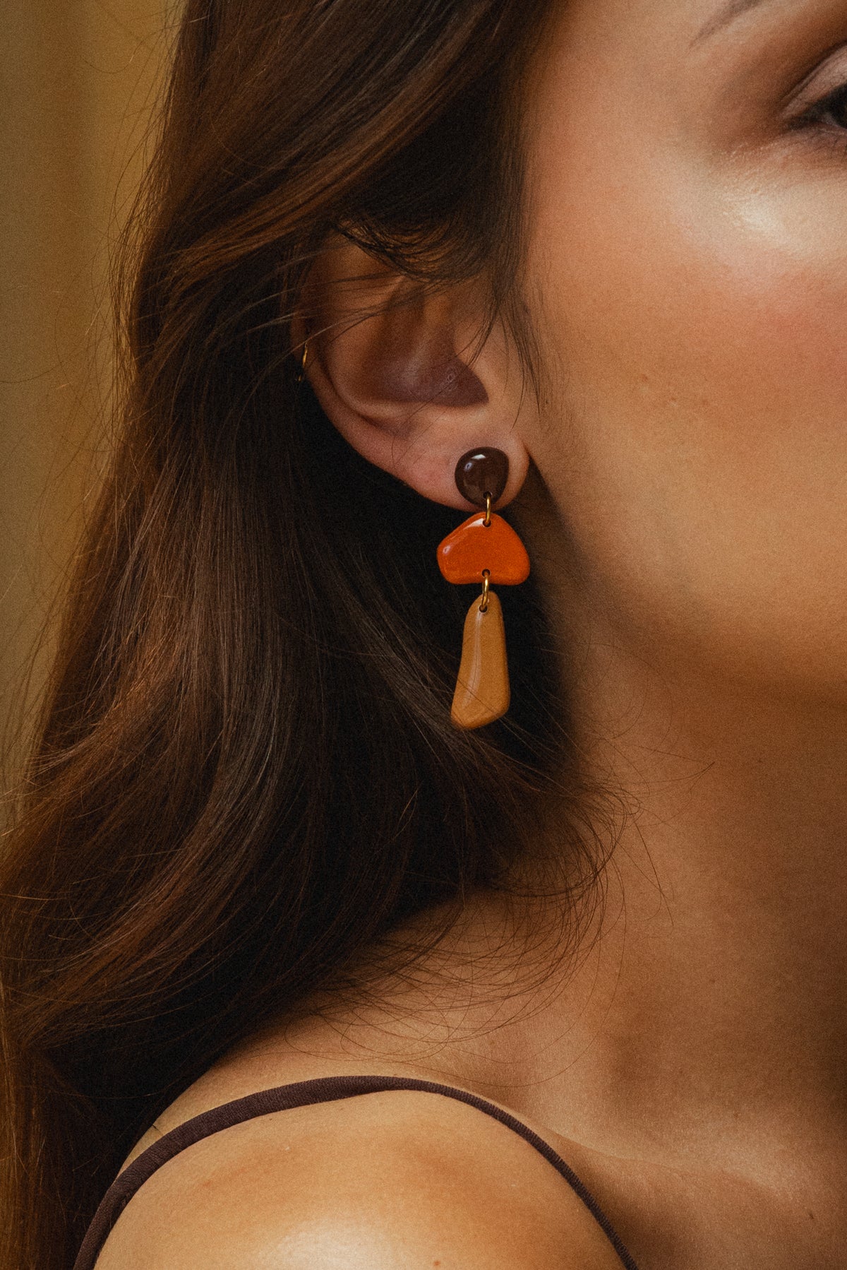 Earrings Luna - Brown / Tangerine / Mustard