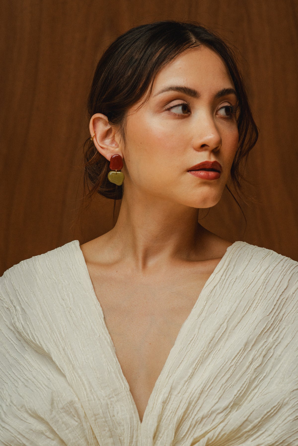 Earrings Lena - Burgundy / Moss