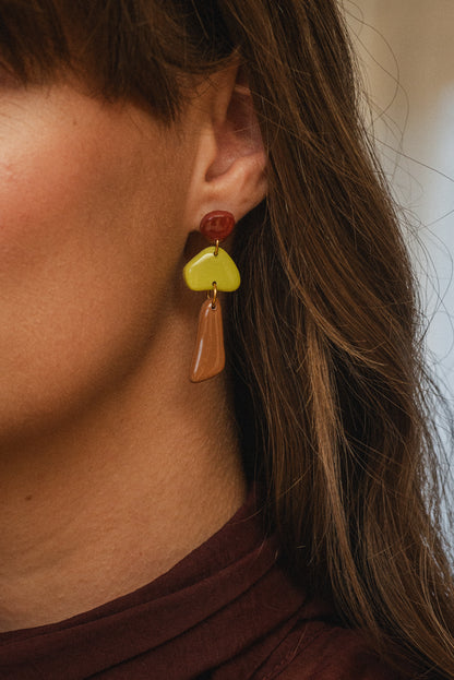 Earrings Luna - Burgundy / Lime / Cinnamon