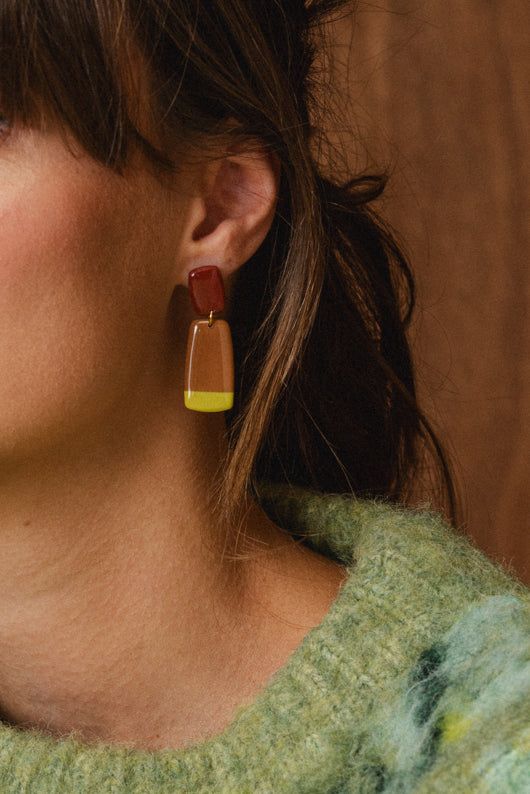 Earrings Juna - Burgundy / Cinnamon / Lime