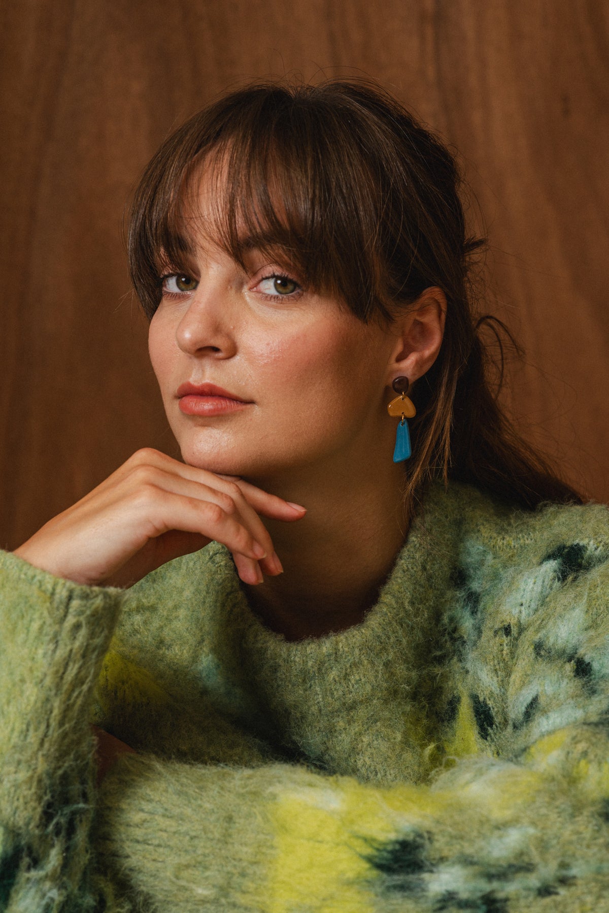 Earrings Luna - Brown / Mustard / Azure