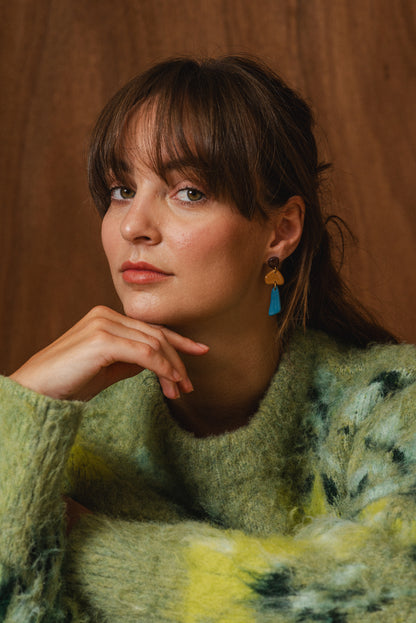 Earrings Luna - Brown / Mustard / Azure