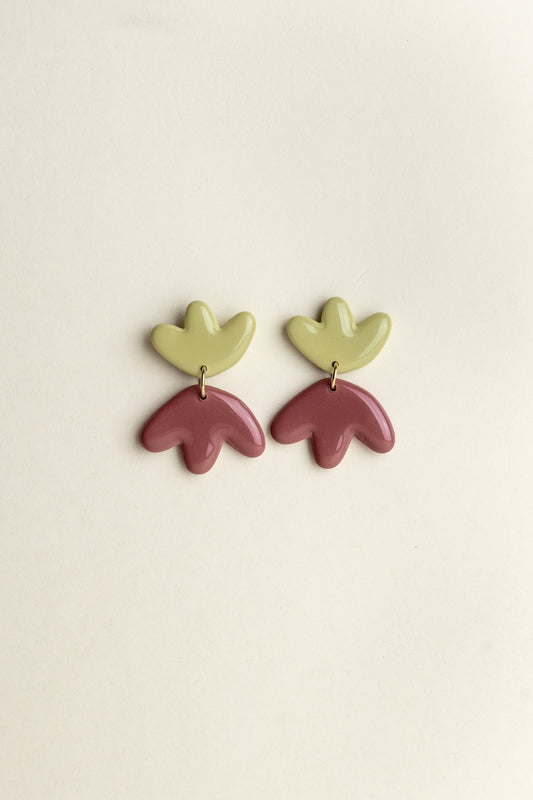 Earrings Frances - Avocado / Mauve