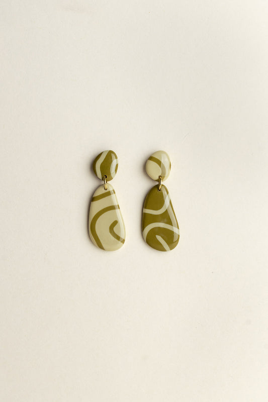 Earrings Ivy - Moss / Sand