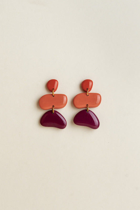 Earrings Jolene - Sunset / Coral / Purple