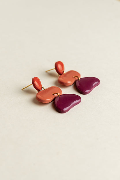Earrings Jolene - Sunset / Coral / Purple