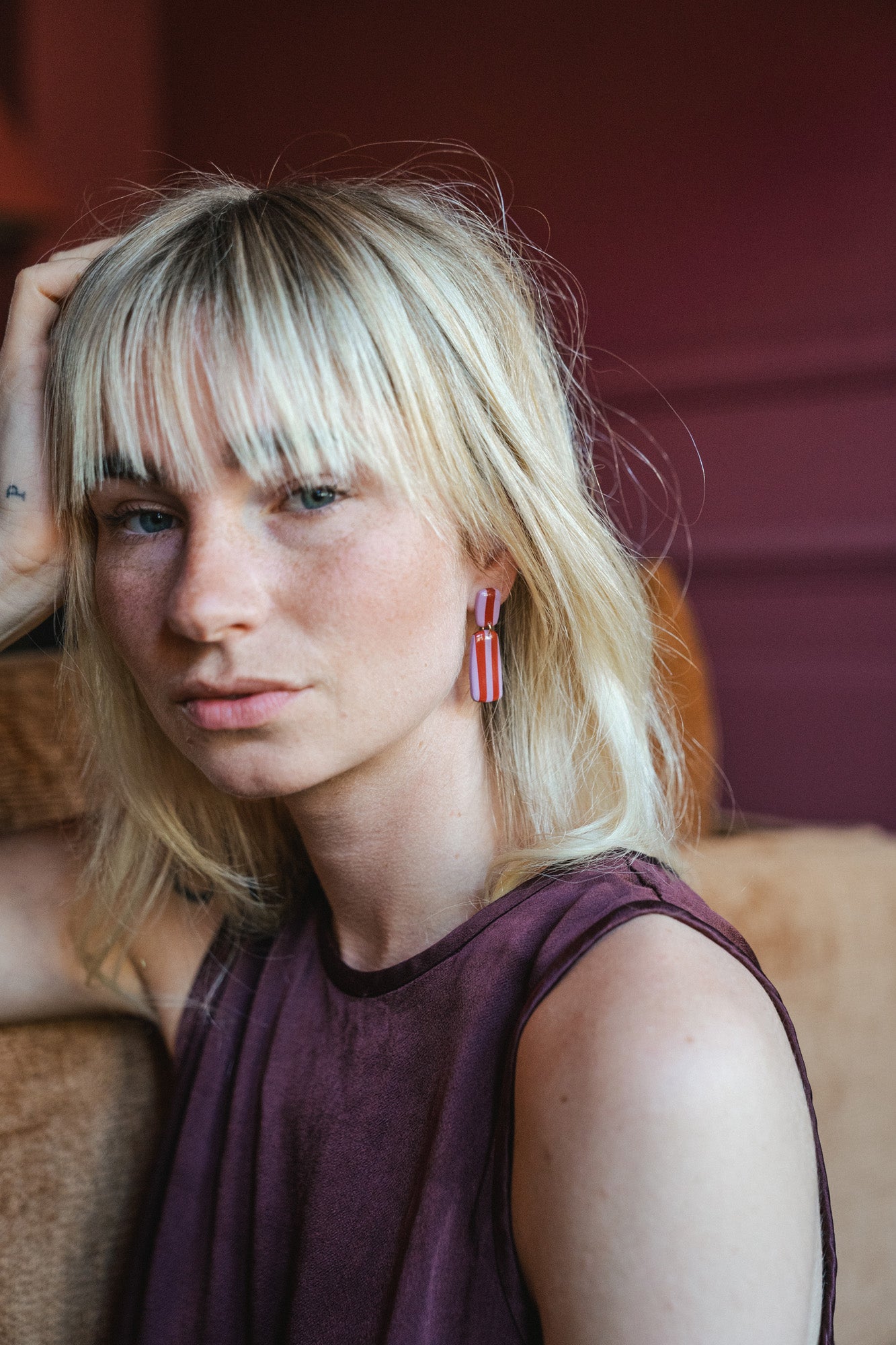 Earrings Julia - Red / Lavender