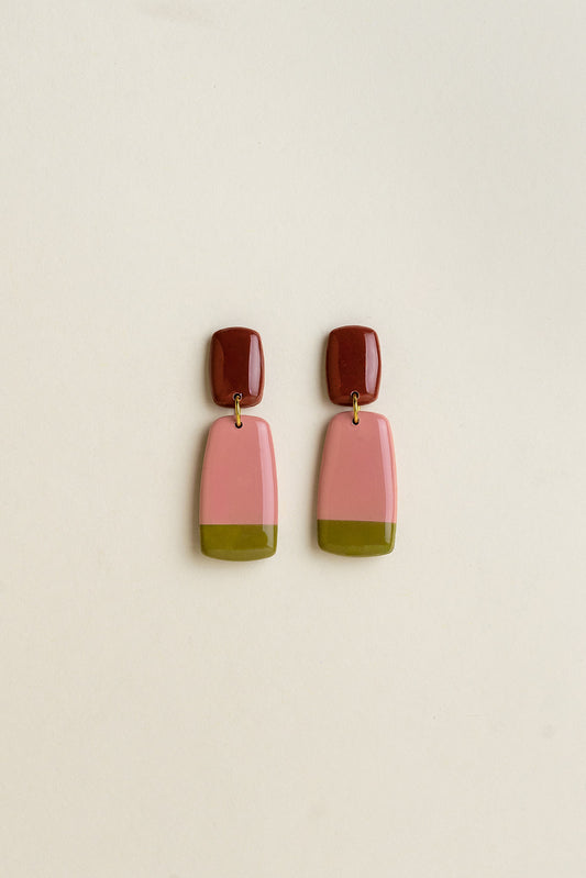Earrings Juna - Burgundy / Bloom / Moss