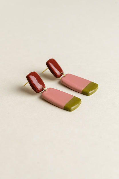 Earrings Juna - Burgundy / Bloom / Moss