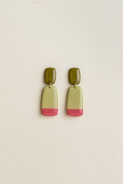 Earrings Juna - Moss / Avocado / Fuchsia