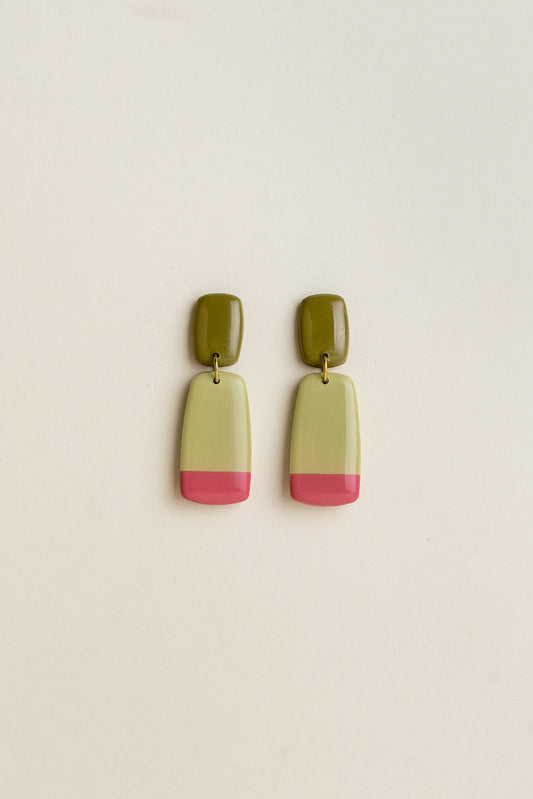 Earrings Juna - Moss / Avocado / Fuchsia