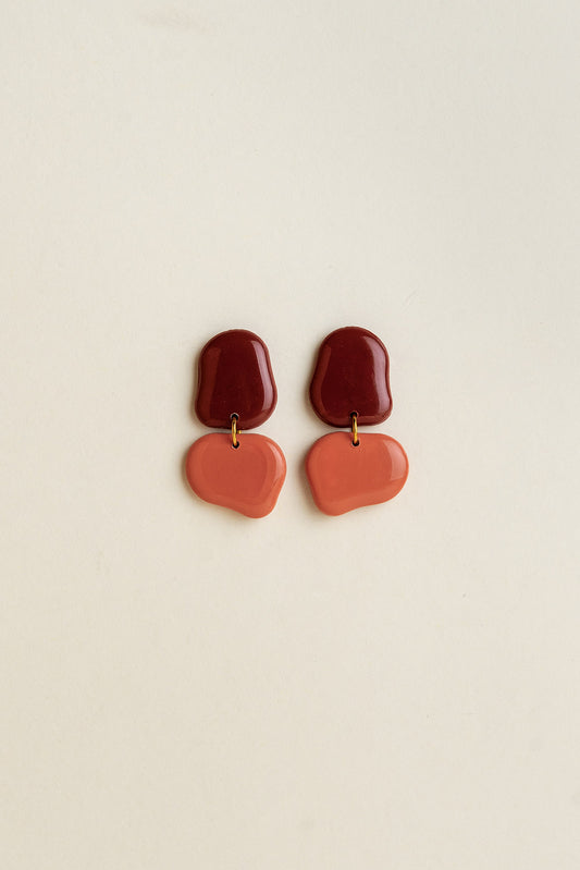 Earrings Lena - Burgundy / Coral