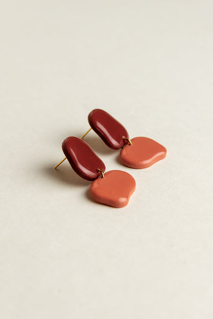 Earrings Lena - Burgundy / Coral