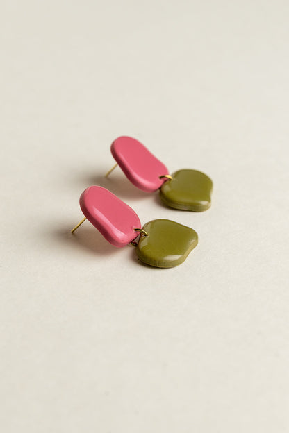 Earrings Lena - Fuchsia / Moss