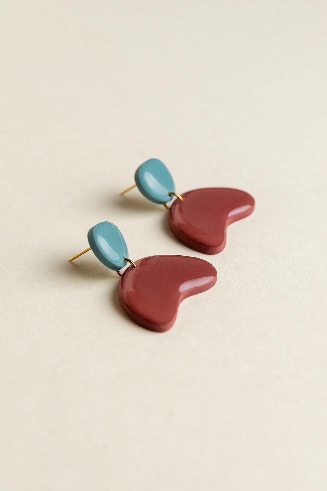 Earrings Lou - Aqua / Mauve