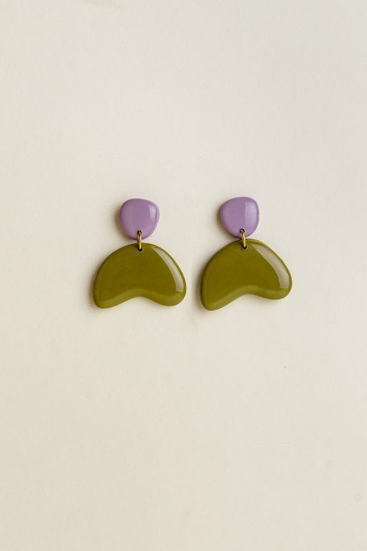 Earrings Lou - Lavender / Moss