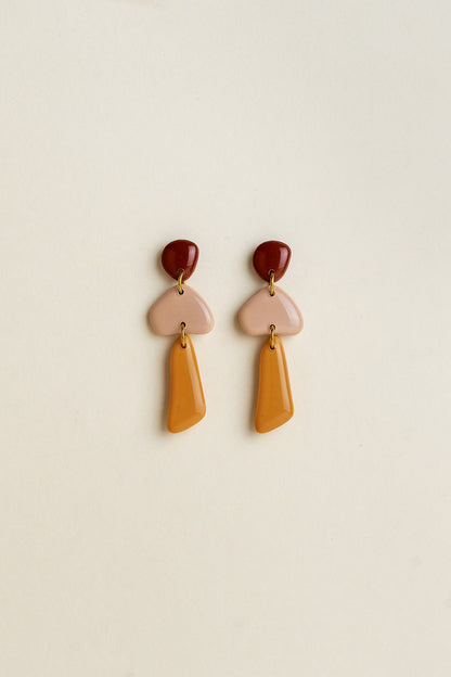 Earrings Luna - Burgundy / Blush /  Marigold