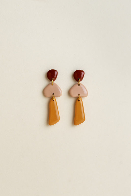 Earrings Luna - Burgundy / Blush /  Marigold