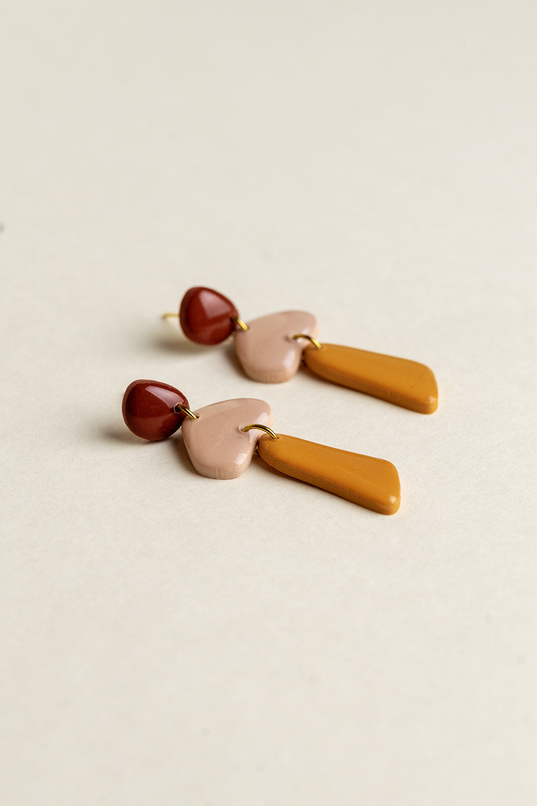 Earrings Luna - Burgundy / Blush /  Marigold