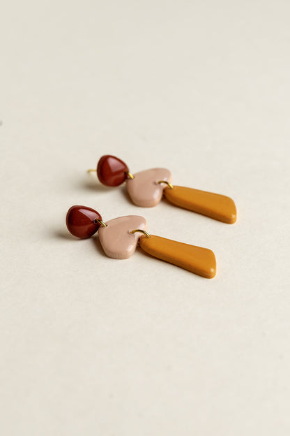 Earrings Luna - Burgundy / Blush /  Marigold