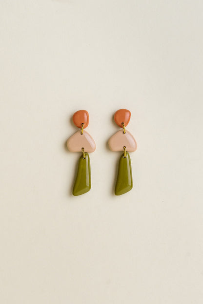 Earrings Luna - Coral / Blush / Moss