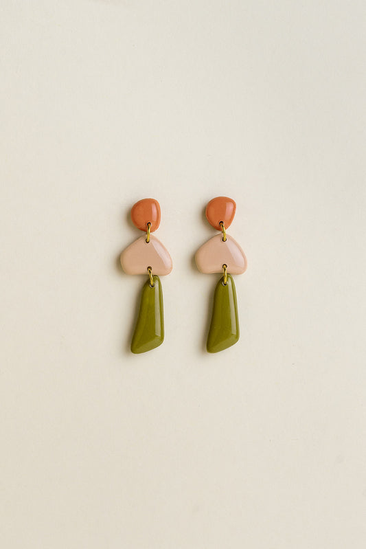 Earrings Luna - Coral / Blush / Moss