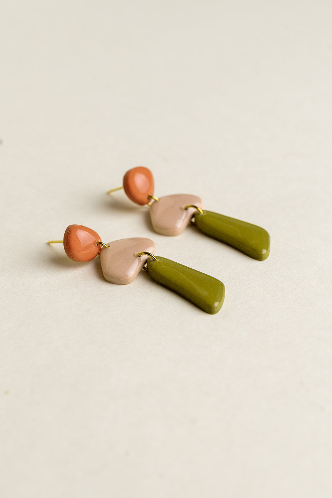 Earrings Luna - Coral / Blush / Moss