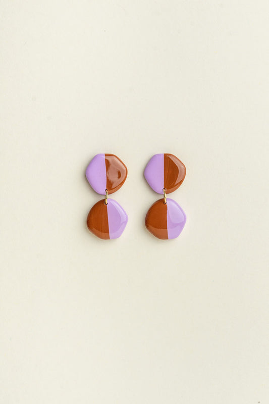 Earrings Doris - Lilac / Caramel