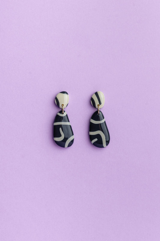 Earrings Ivy - Anthracite / Ivory