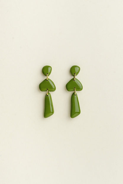 Earrings Luna - Olive green