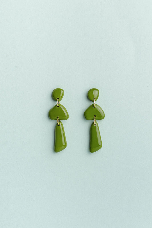 Earrings Luna - Olive green
