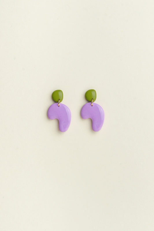 Earrings Nine - Lilac / Olive green