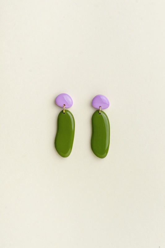 Earrings Nora - Olive green / Lilac