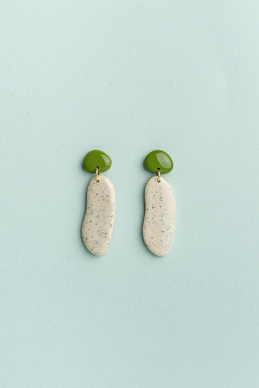 Earrings Nora - Speckle / Olive green