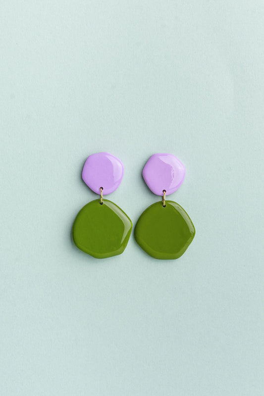 Earrings Ruby - Lilac / Olive green