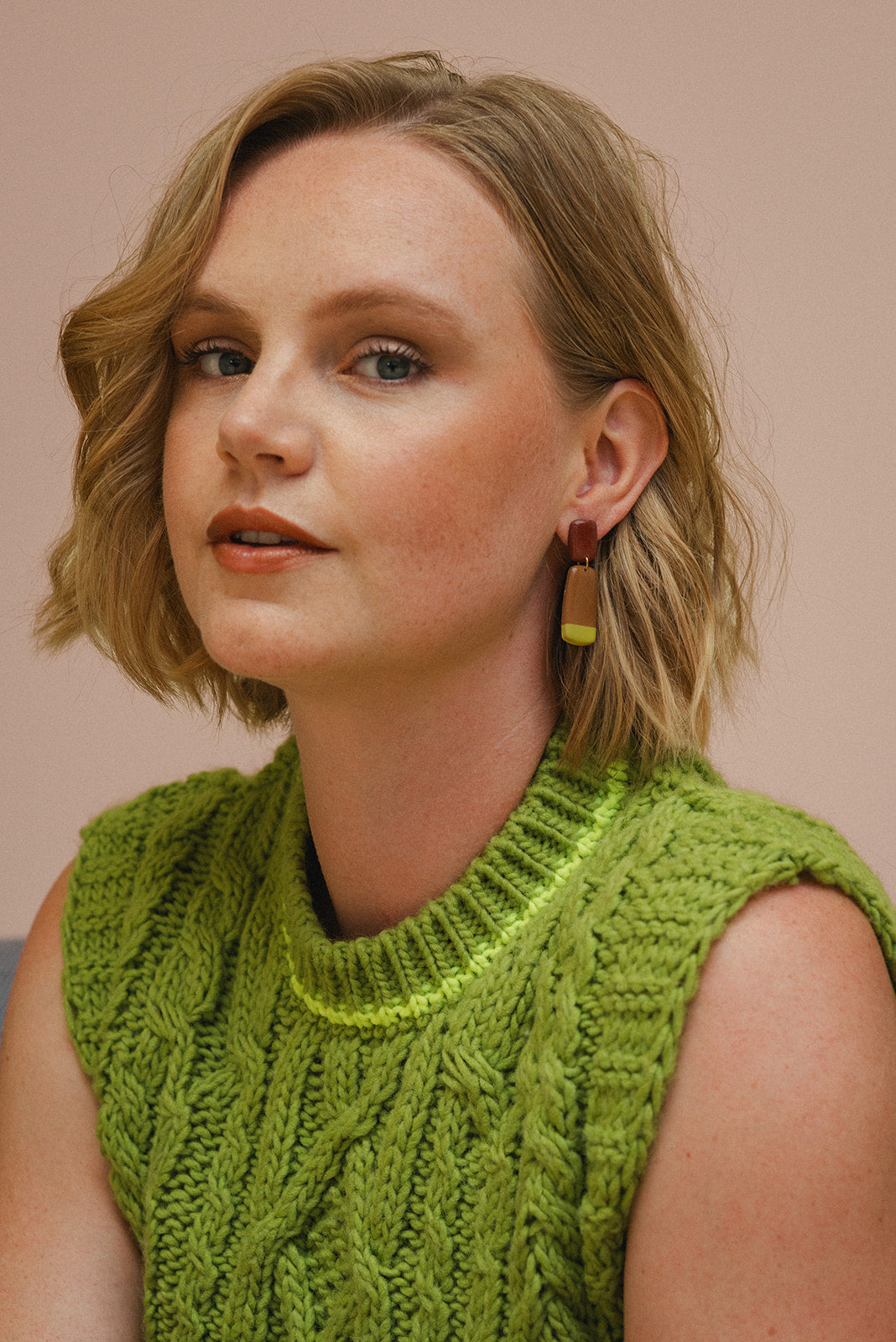 Earrings Juna - Burgundy / Cinnamon / Lime