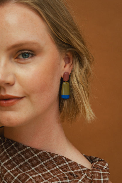 Earrings Juna - Mauve / Moss / Cobalt