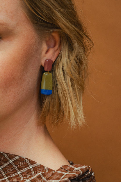 Earrings Juna - Mauve / Moss / Cobalt