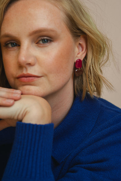 Earrings Lena - Berry / Brown