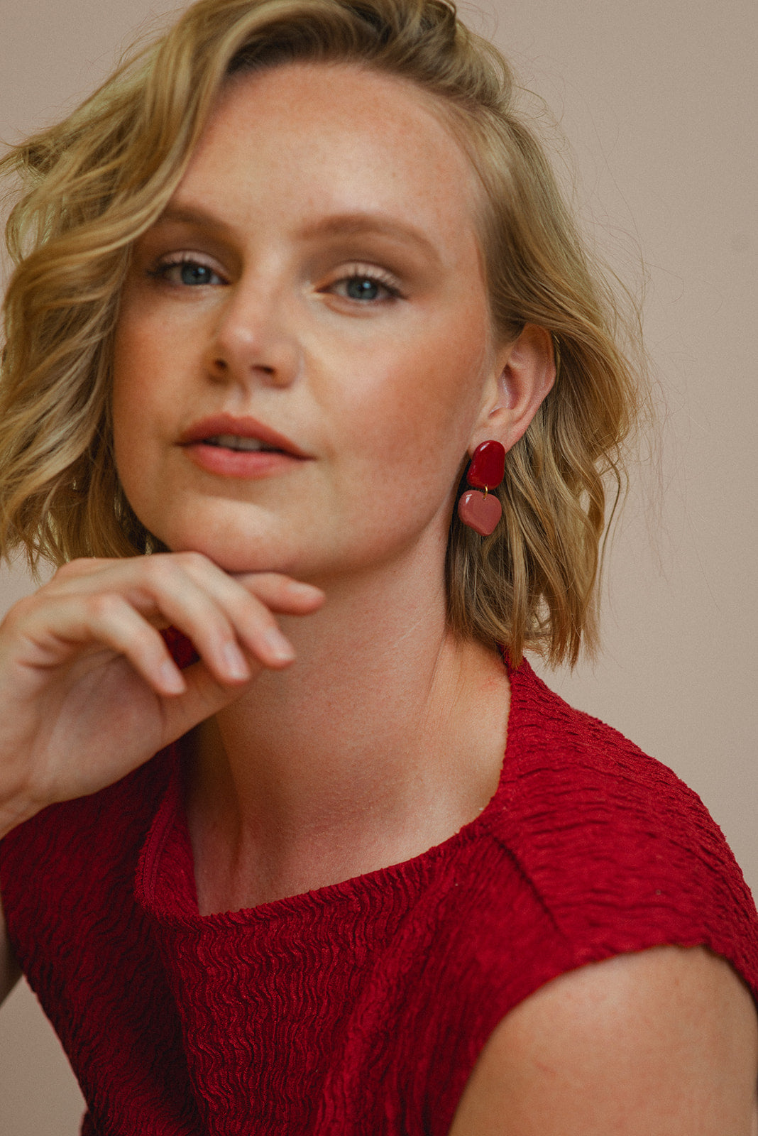 Earrings Lena - Cherry / Rosewood